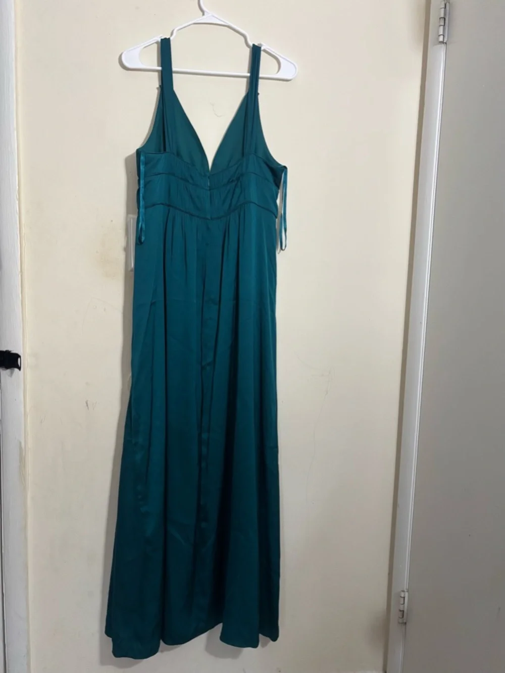 Banana Republic cascade maxi flowy silk stretch teal dress size 16 - Picture 5 of 10